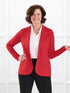 Sienna stretchy girlfriend blazer for women in Chili on model Donna, size S @Donna-S 