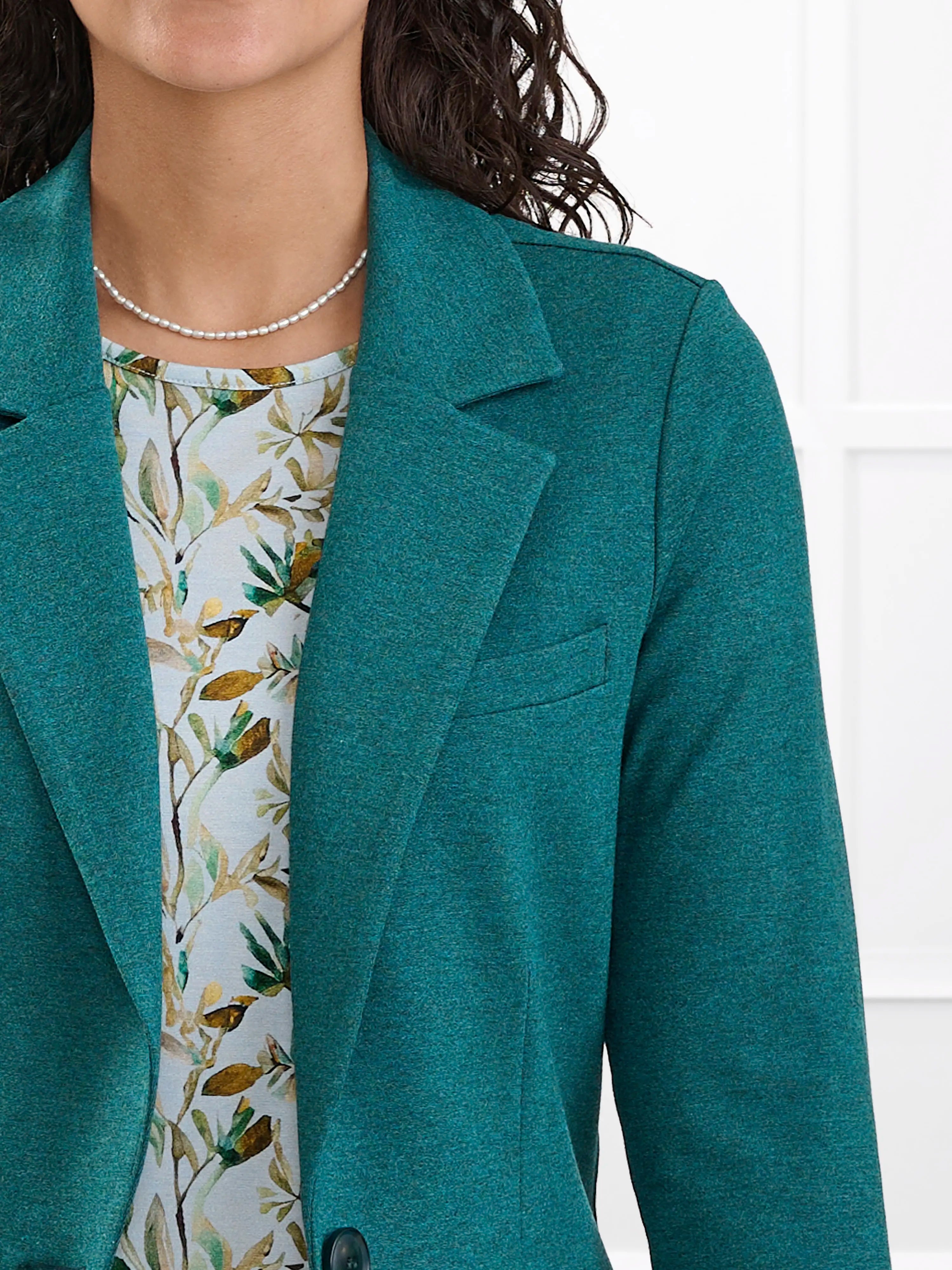 Sienna stretchy girlfriend blazer for women in Ivy melange 