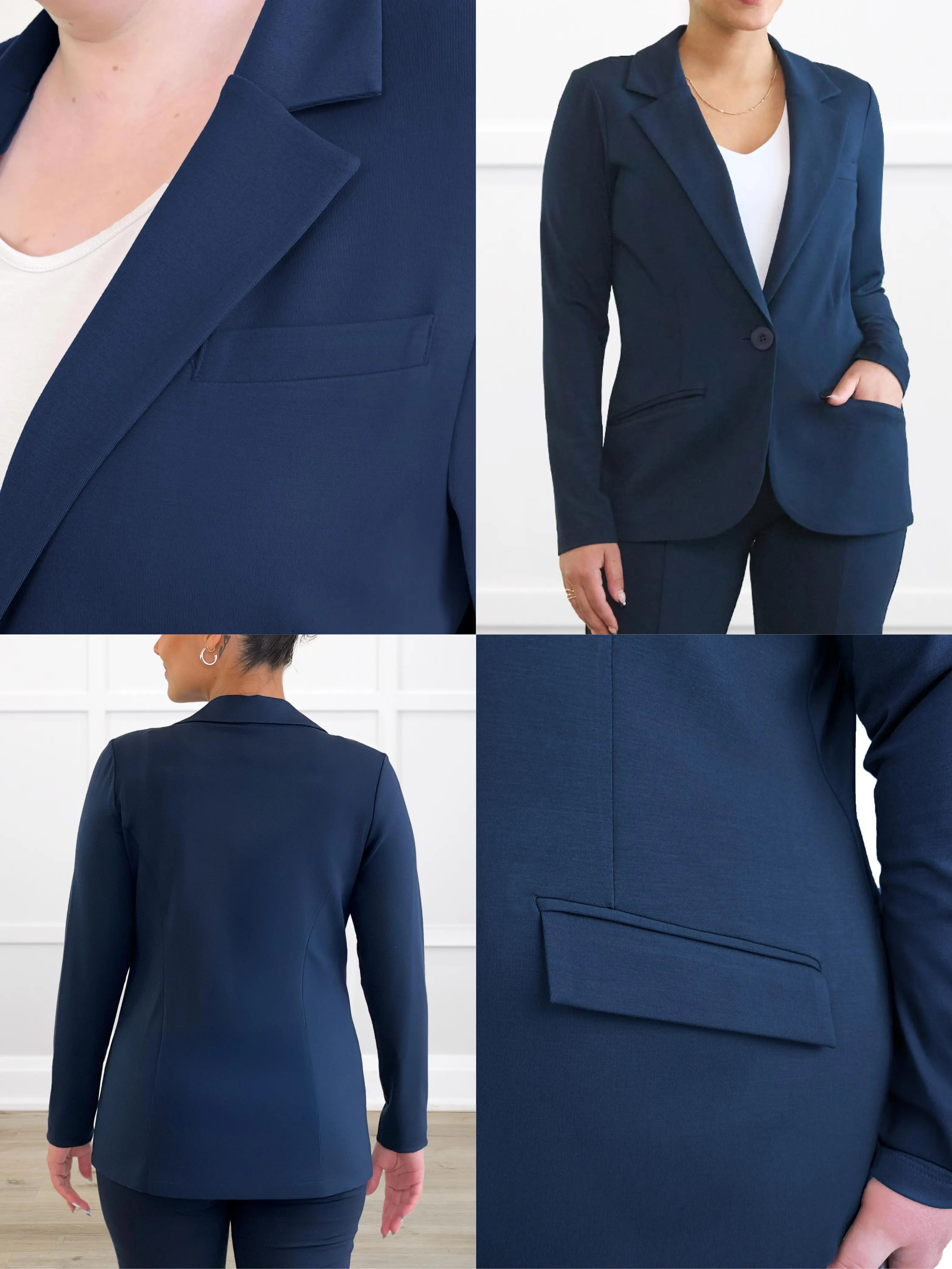 Sienna stretchy girlfriend blazer for women in Navy 