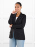 Sienna stretchy girlfriend blazer for women in Black on model Meron, size XS @Meron-XS 