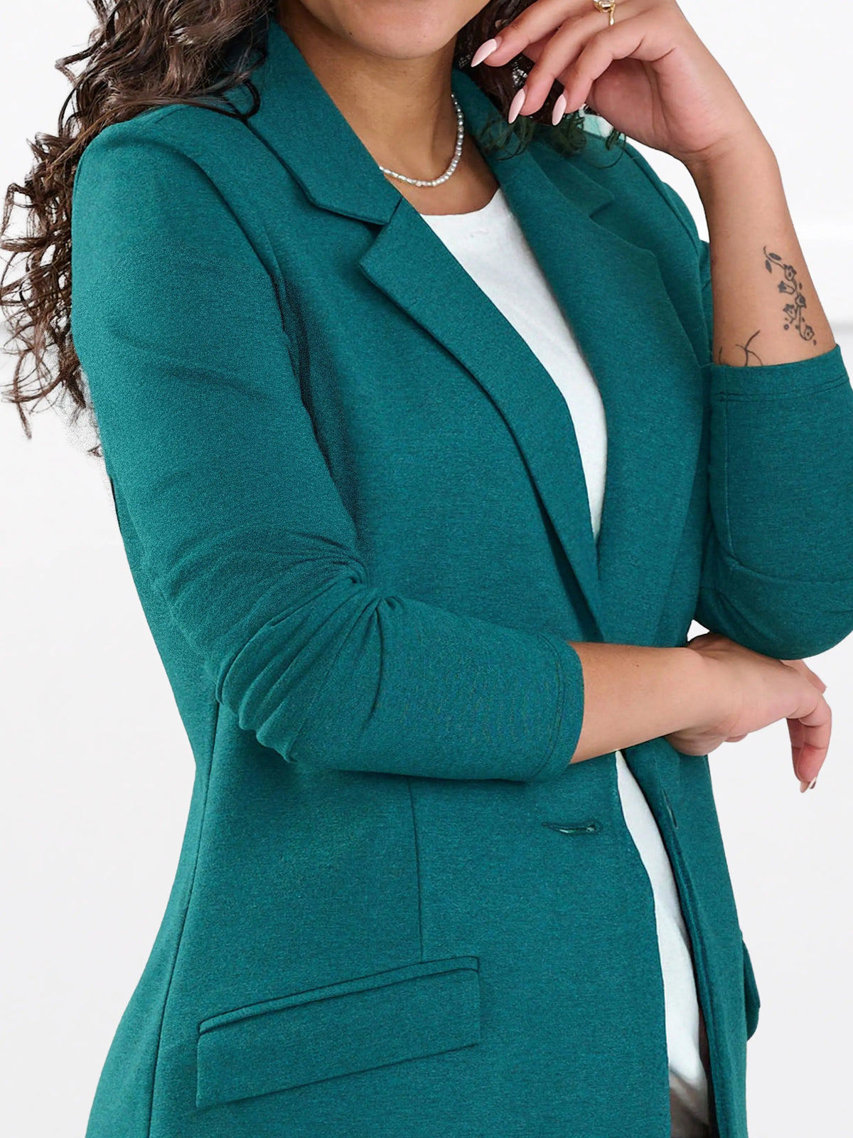 Sienna stretchy girlfriend blazer for women in Ivy melange 