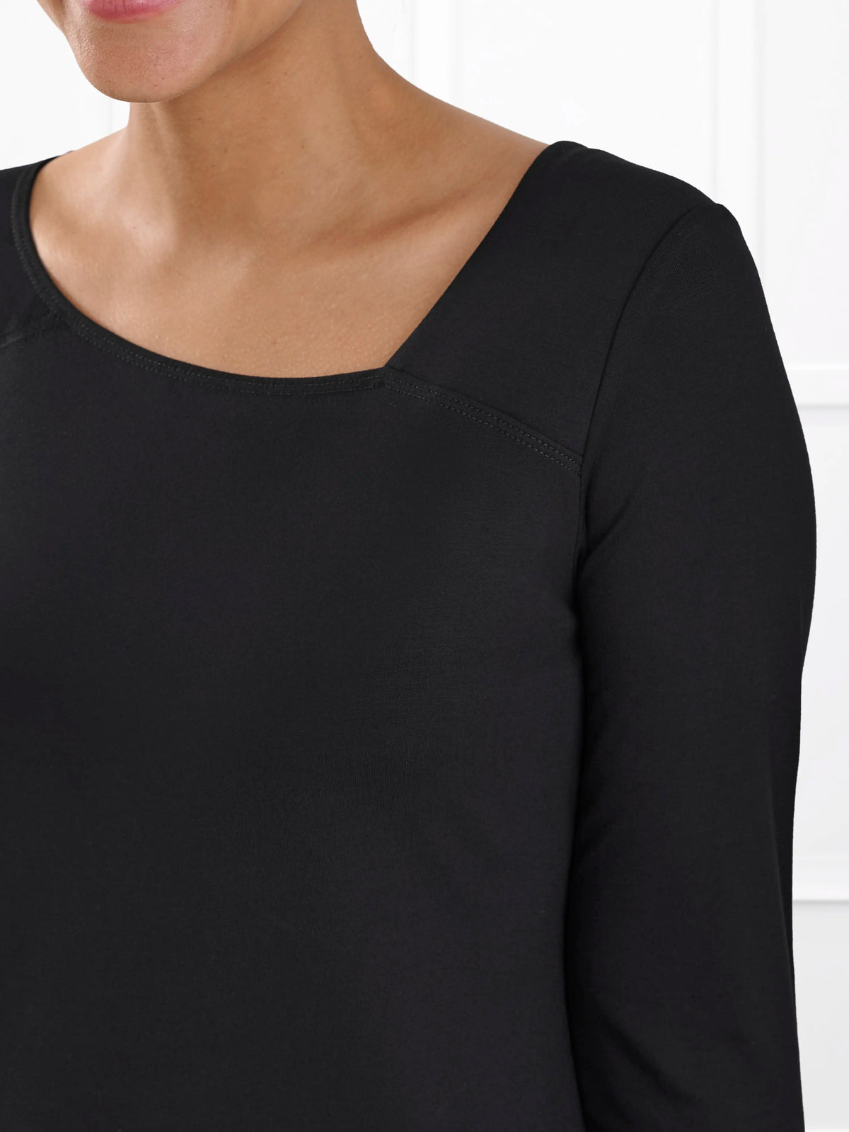 Tanna asymmetrical neckline top for women in Black 