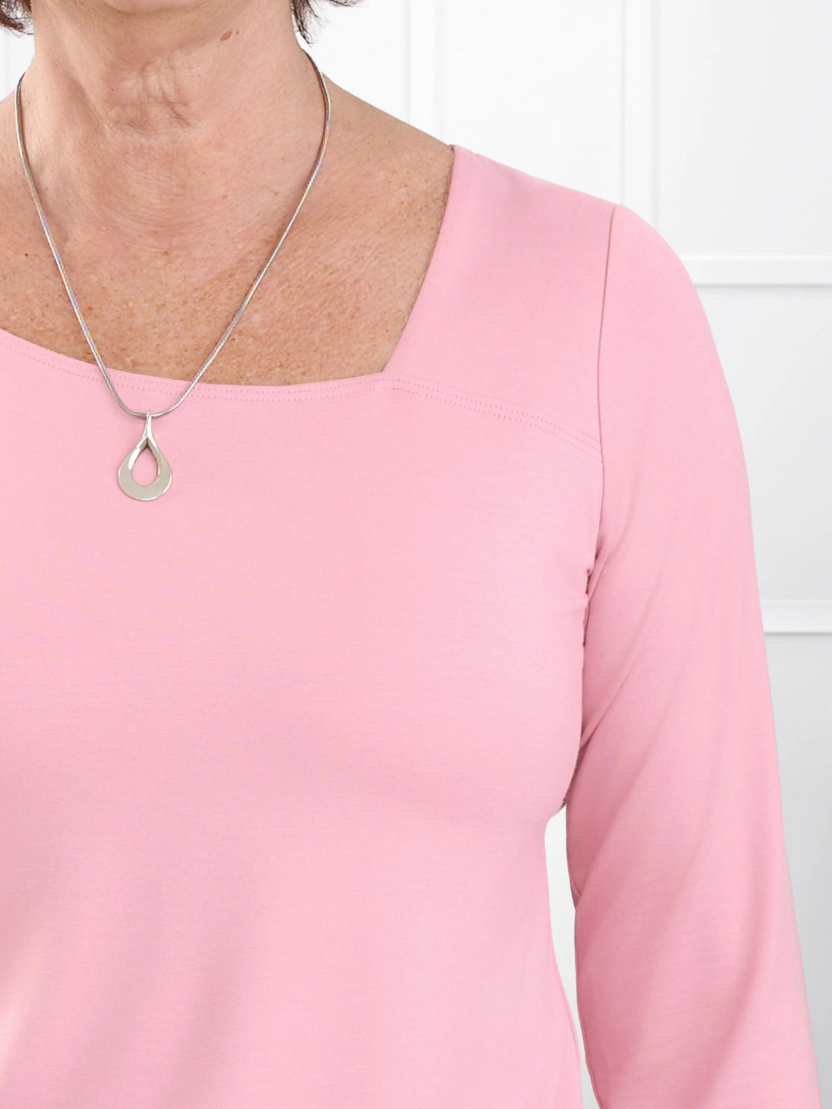 Tanna asymmetrical neckline top for women in Rosebud 