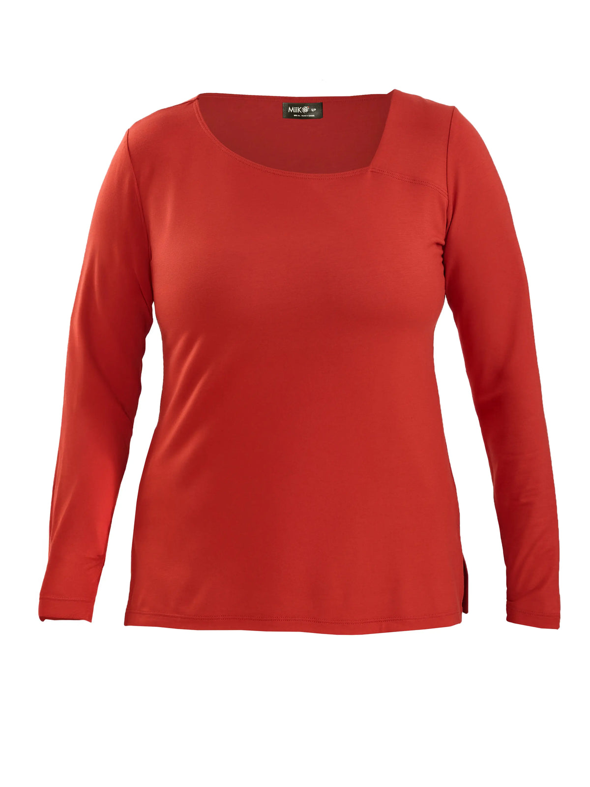 Tanna asymmetrical neckline top for women in Terracotta 
