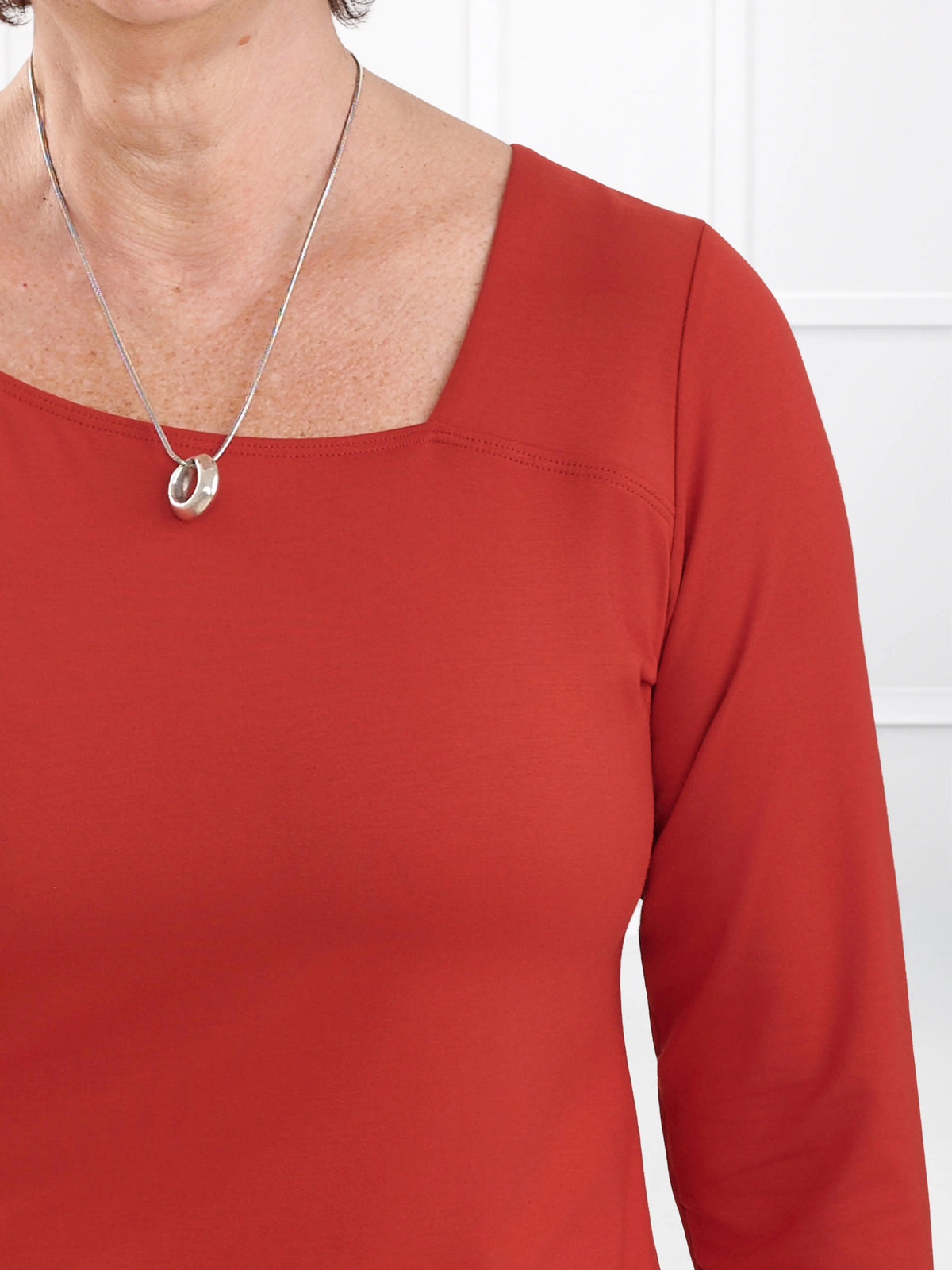 Tanna asymmetrical neckline top for women in Terracotta 