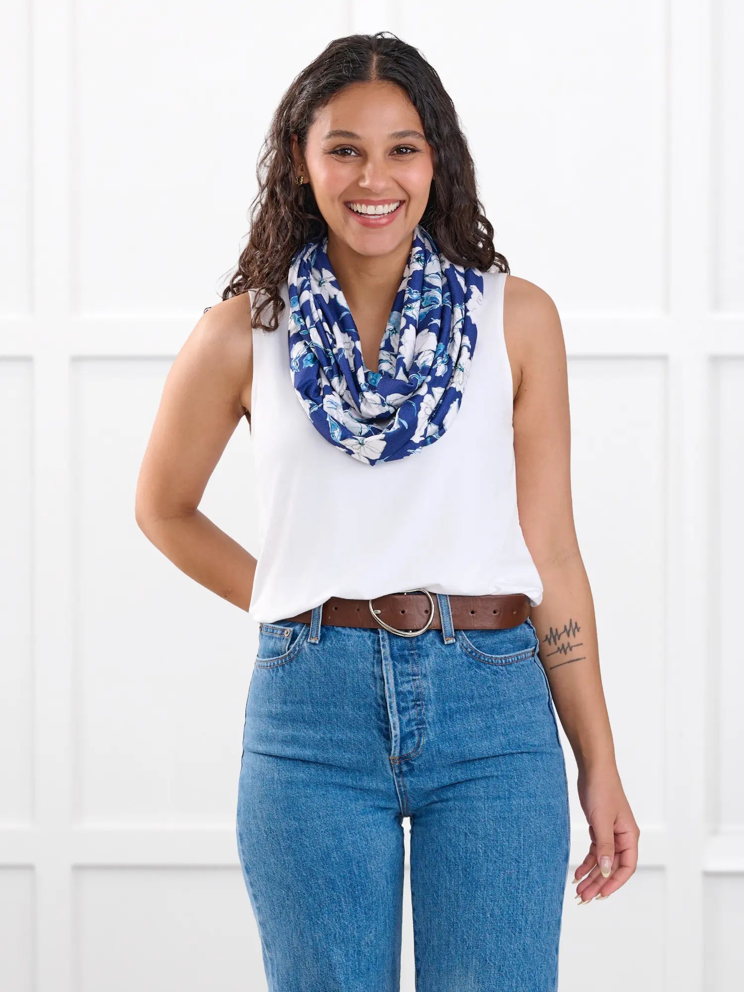 Taraji infinity scarf for women in Indigo bloom 