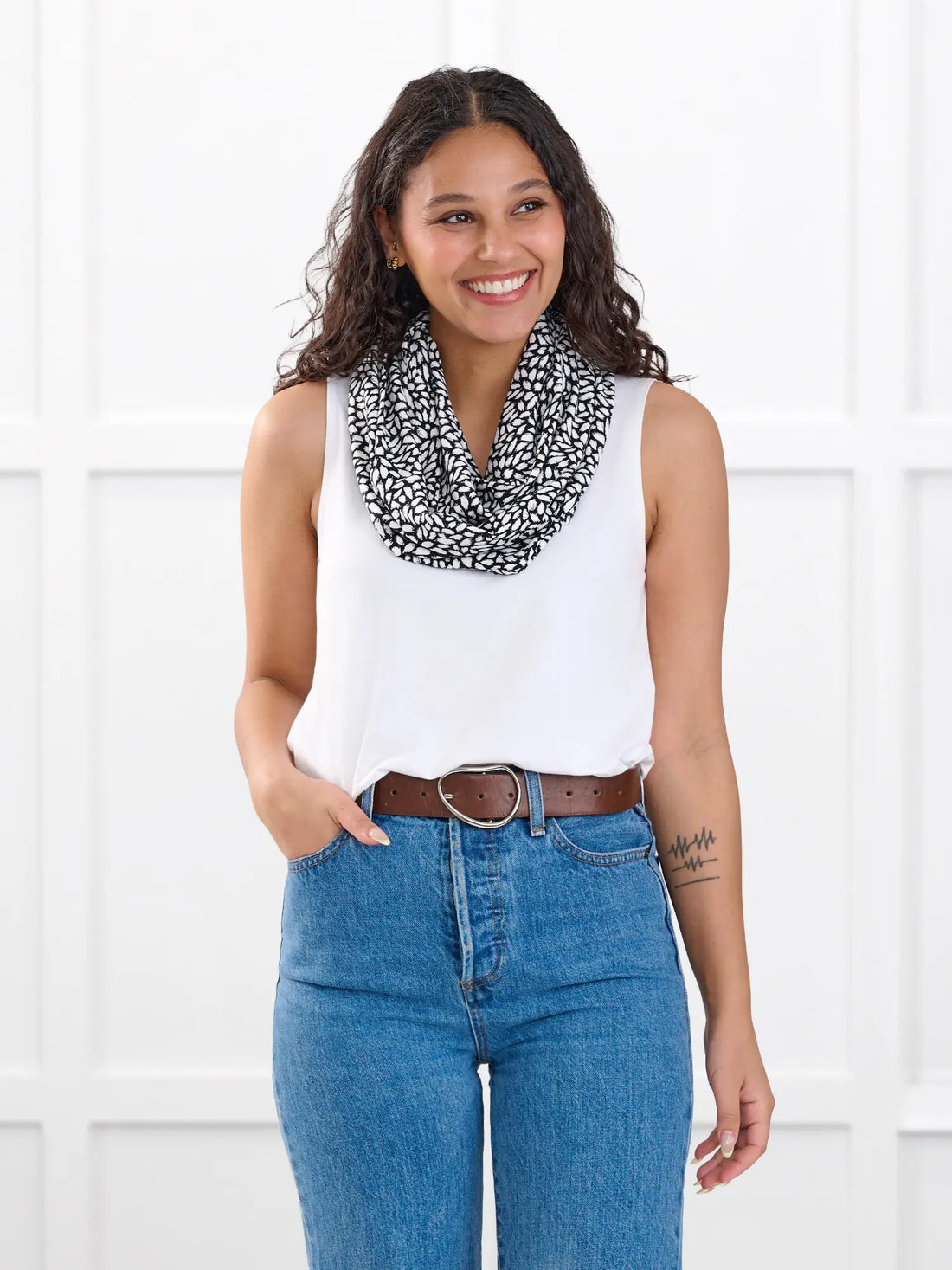 Taraji infinity scarf for women in White petal 