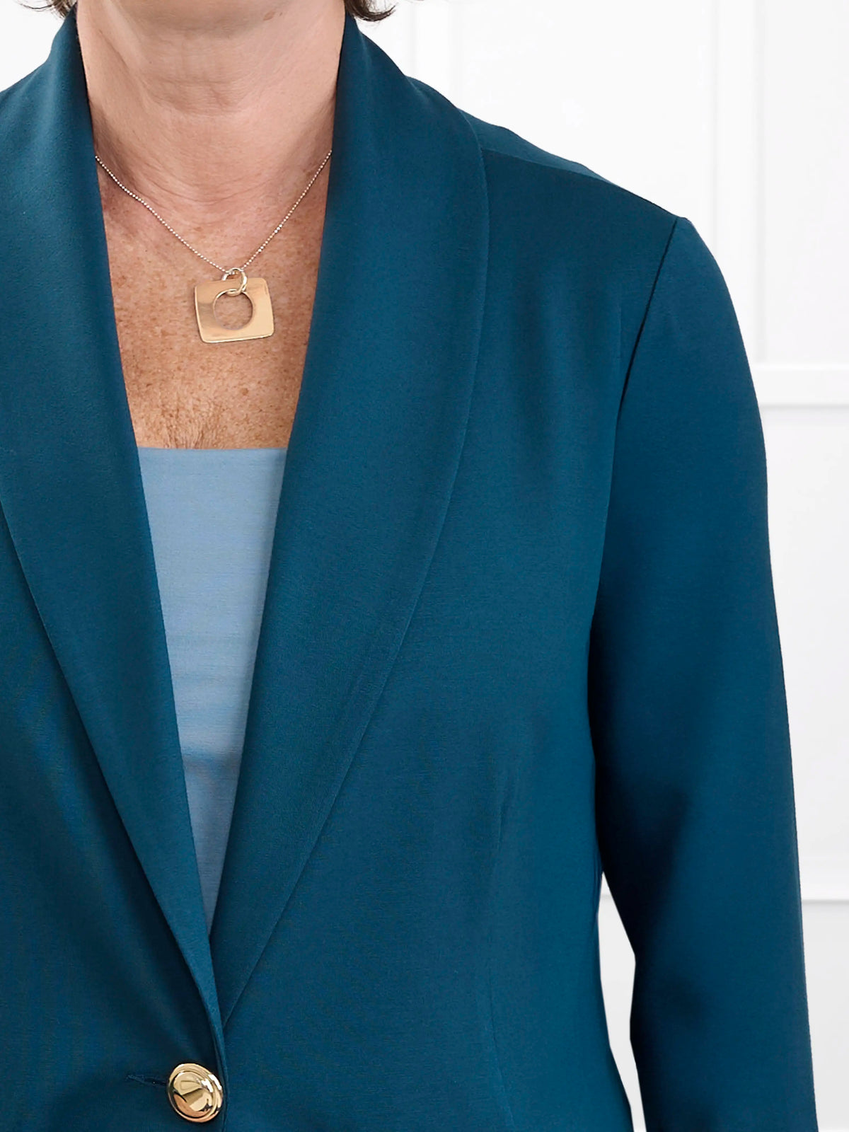 Trina relaxed tailored long blazer for women in Atlantic 