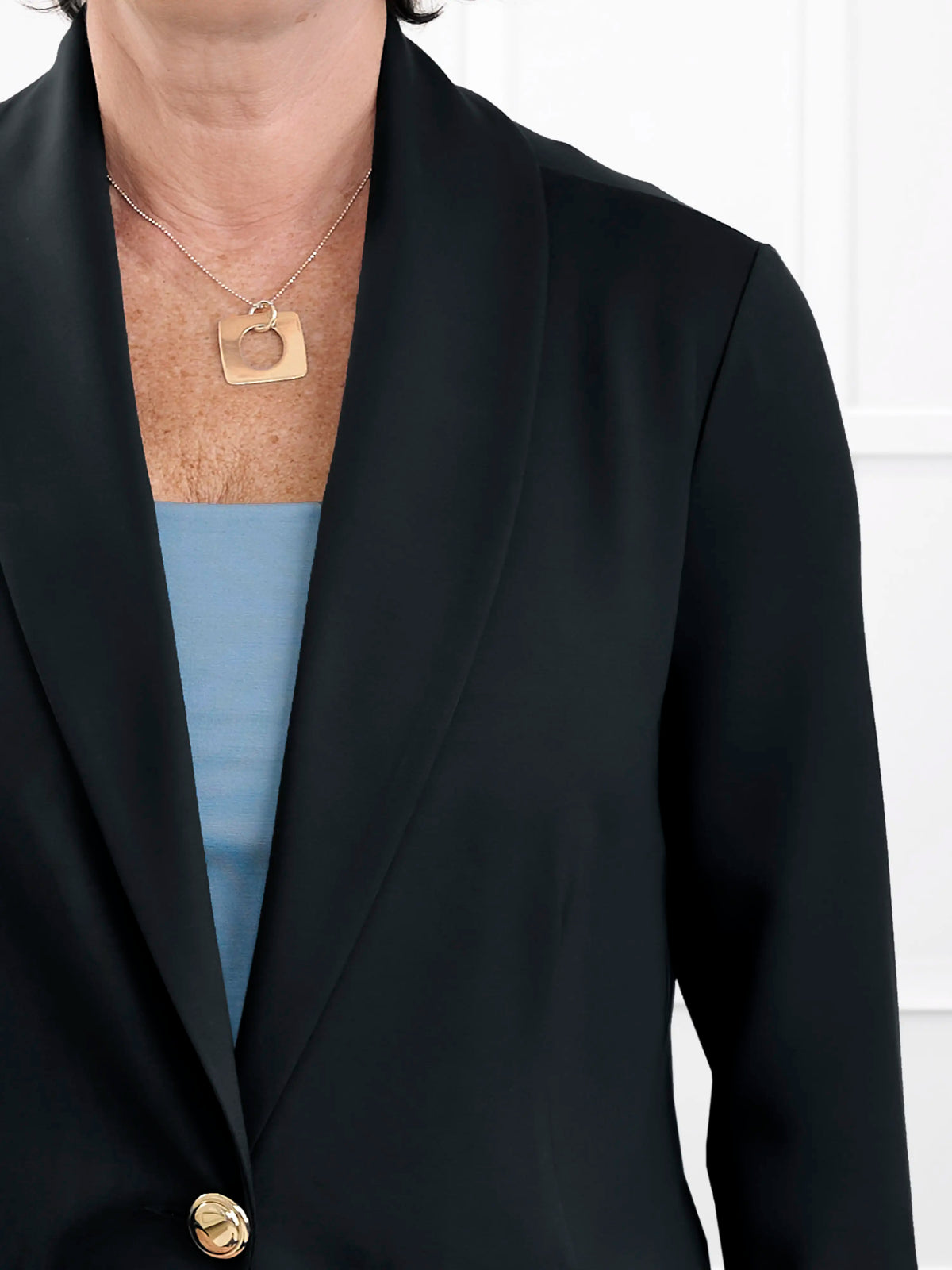 Trina relaxed tailored long blazer for women in Black 