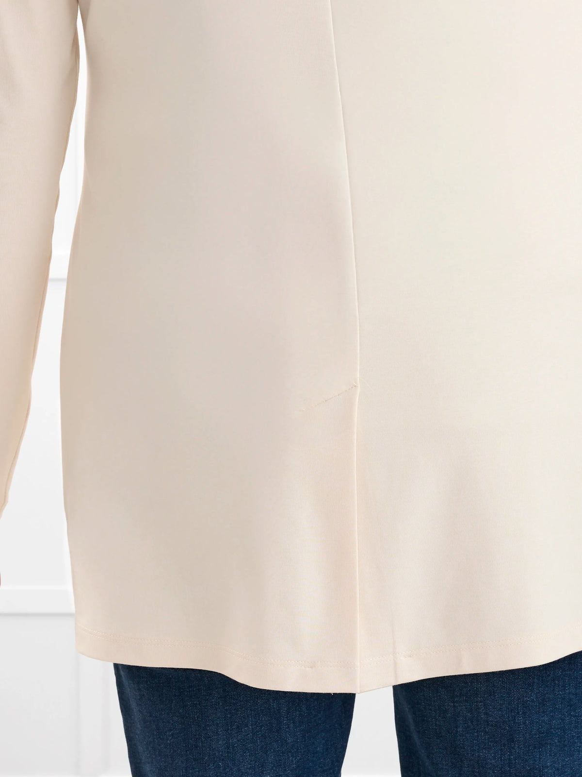 Trina relaxed tailored long blazer for women in Shortbread 