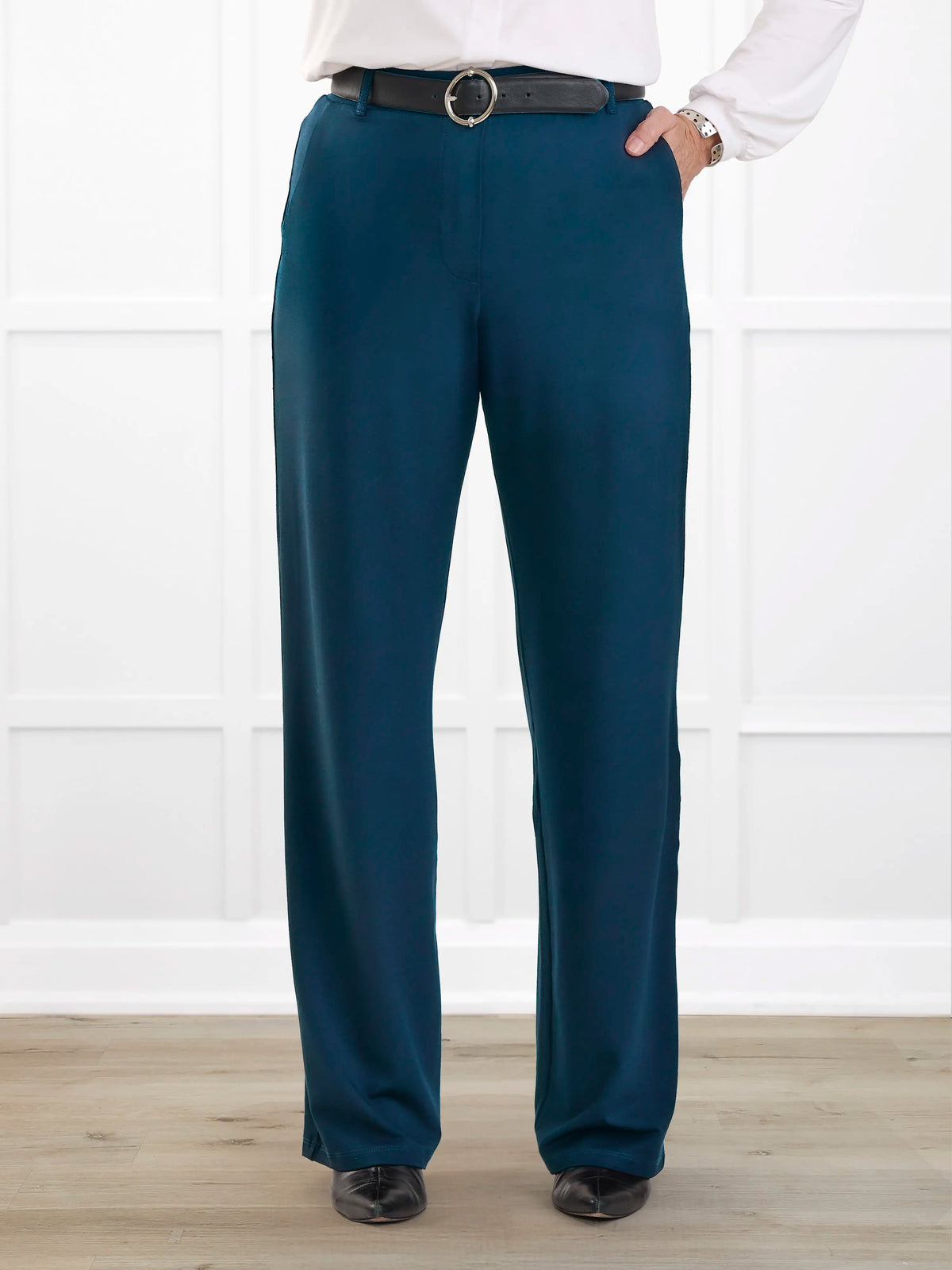 Viviana high waisted straight leg pant for women in Atlantic 