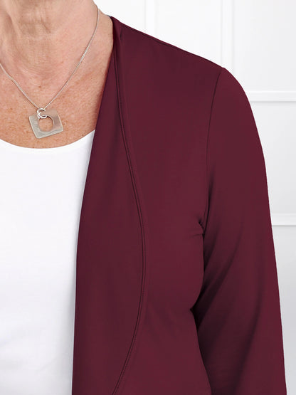 Wesley cropped waterfall cardigan for women in Merlot 