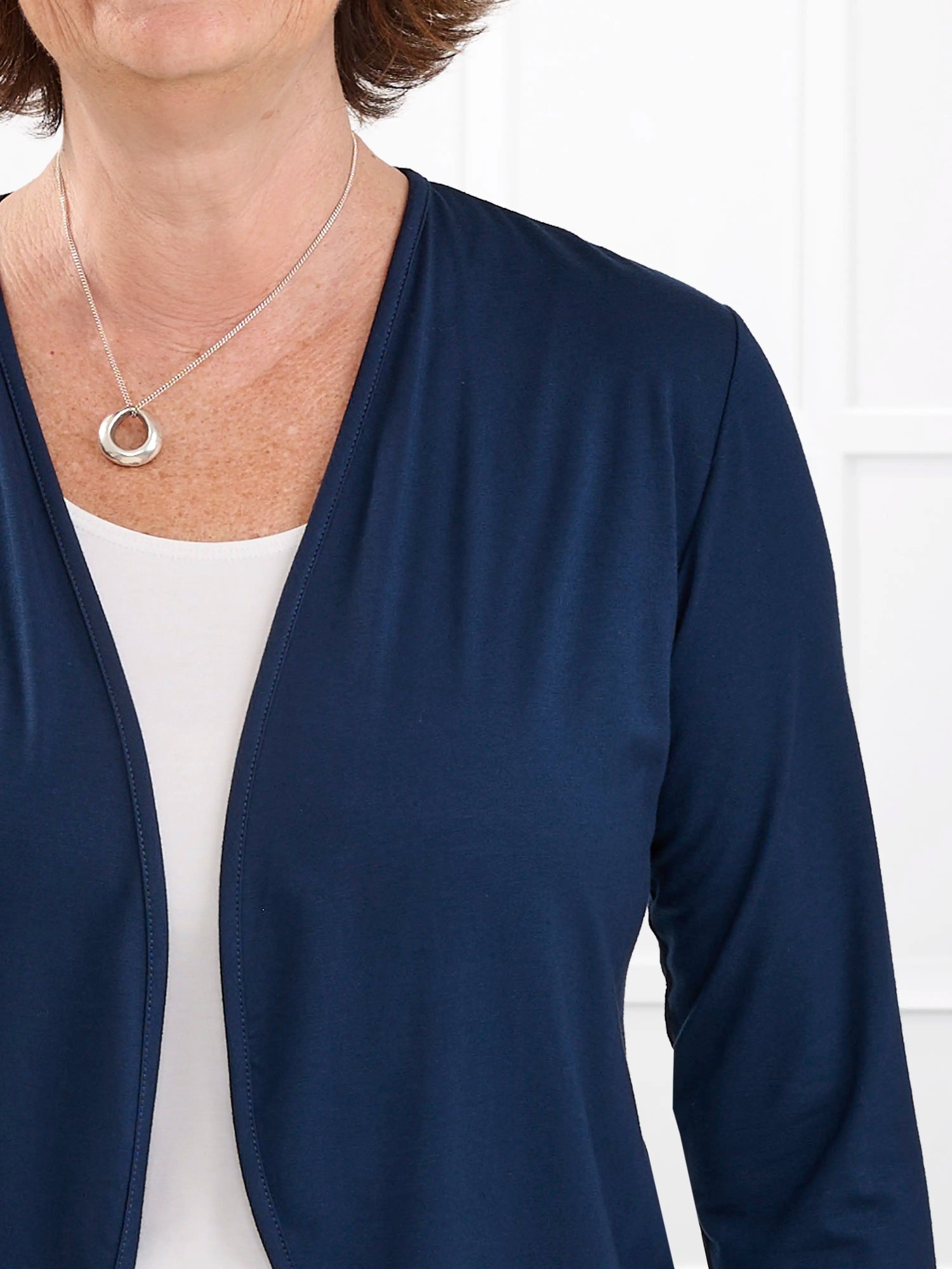 Wesley cropped waterfall cardigan for women in Navy 