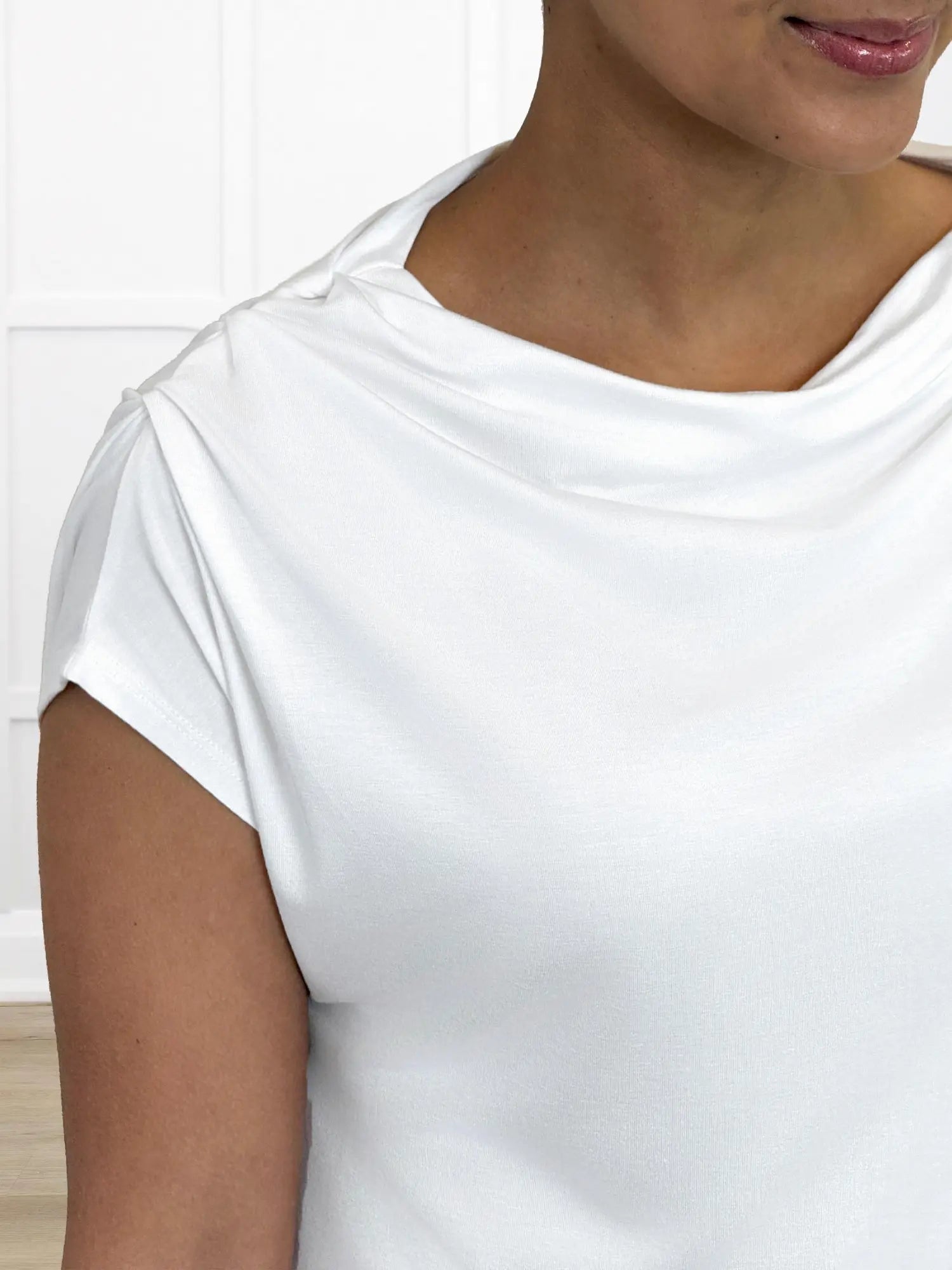 Yuna draped reversible neckline top for women in White 