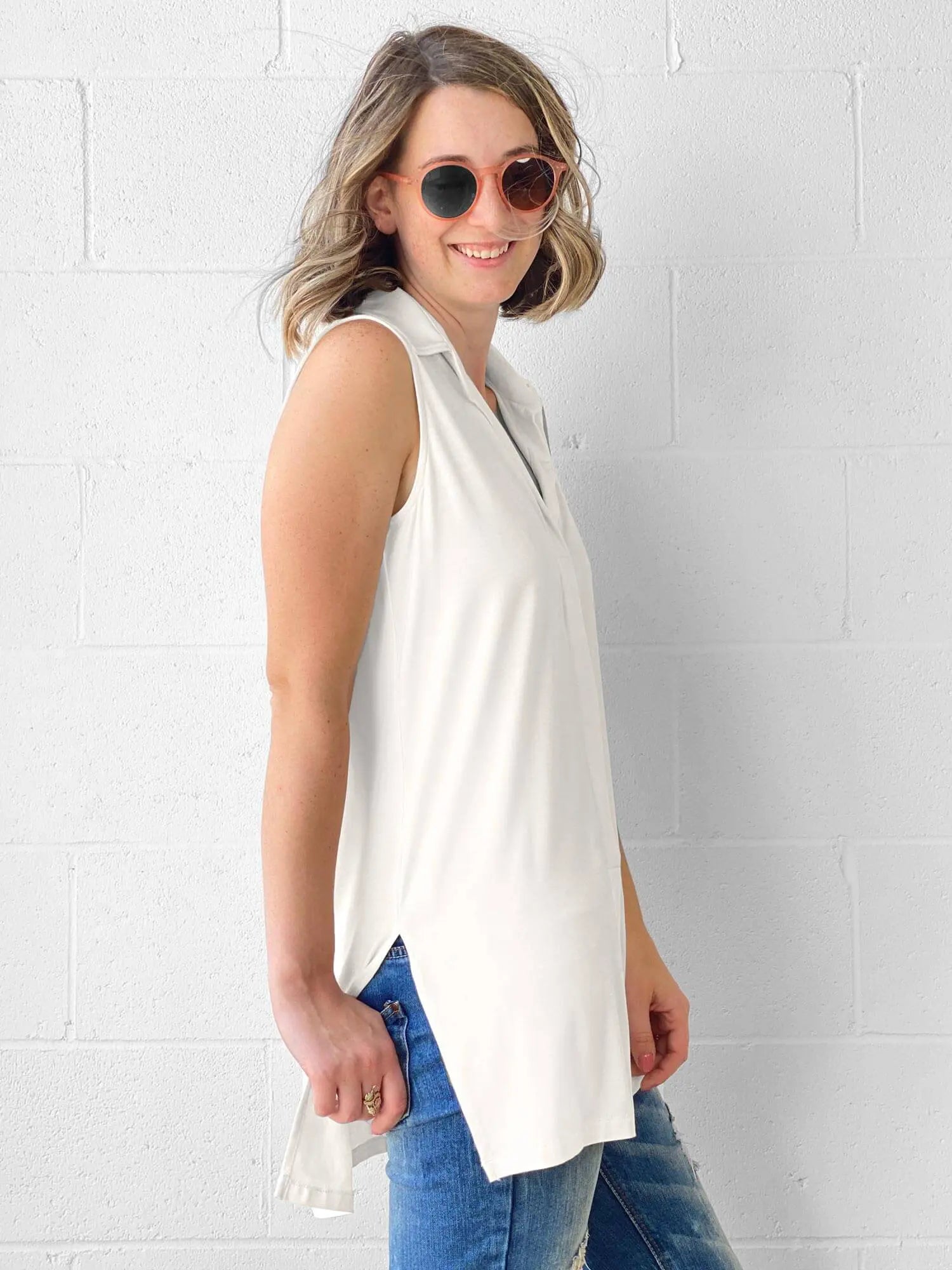 Zuraidah dressy tunic top for women in Natural 
