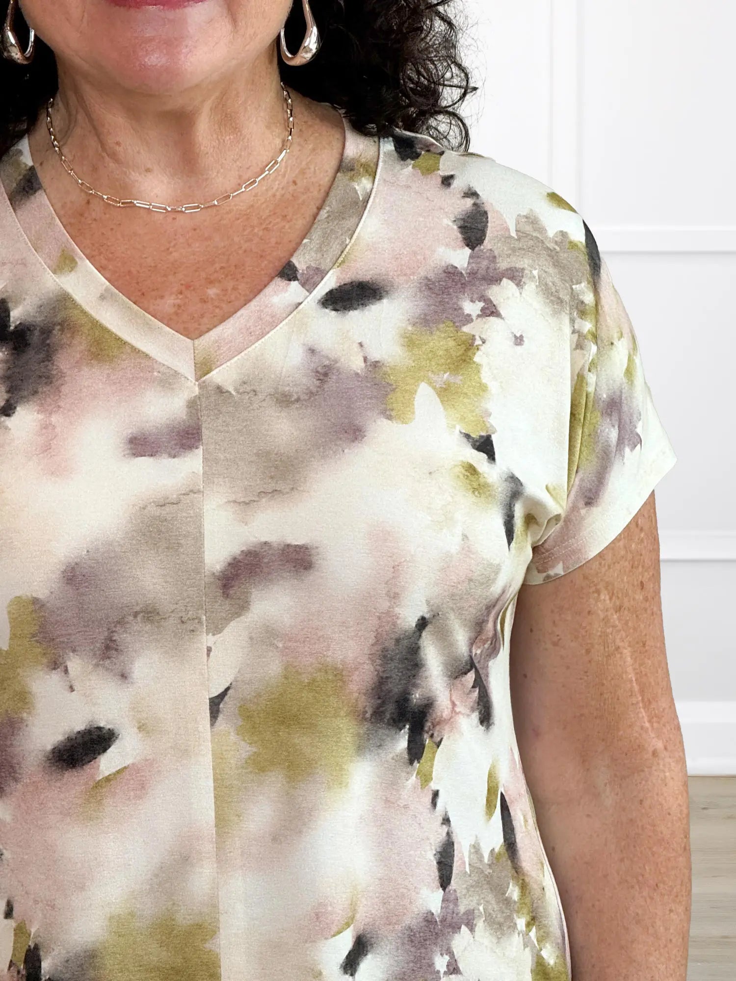 Zyla v neck dolman top for women in Rosewater 