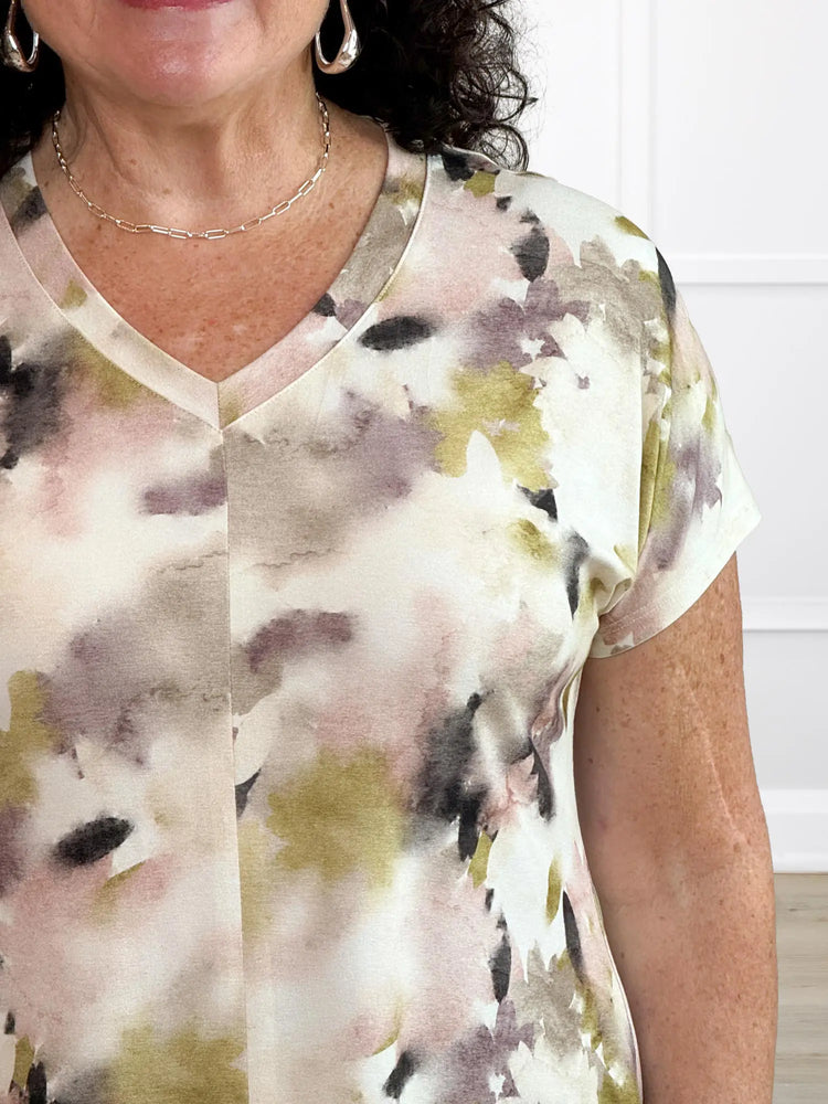 Zyla v neck dolman top for women in Rosewater 