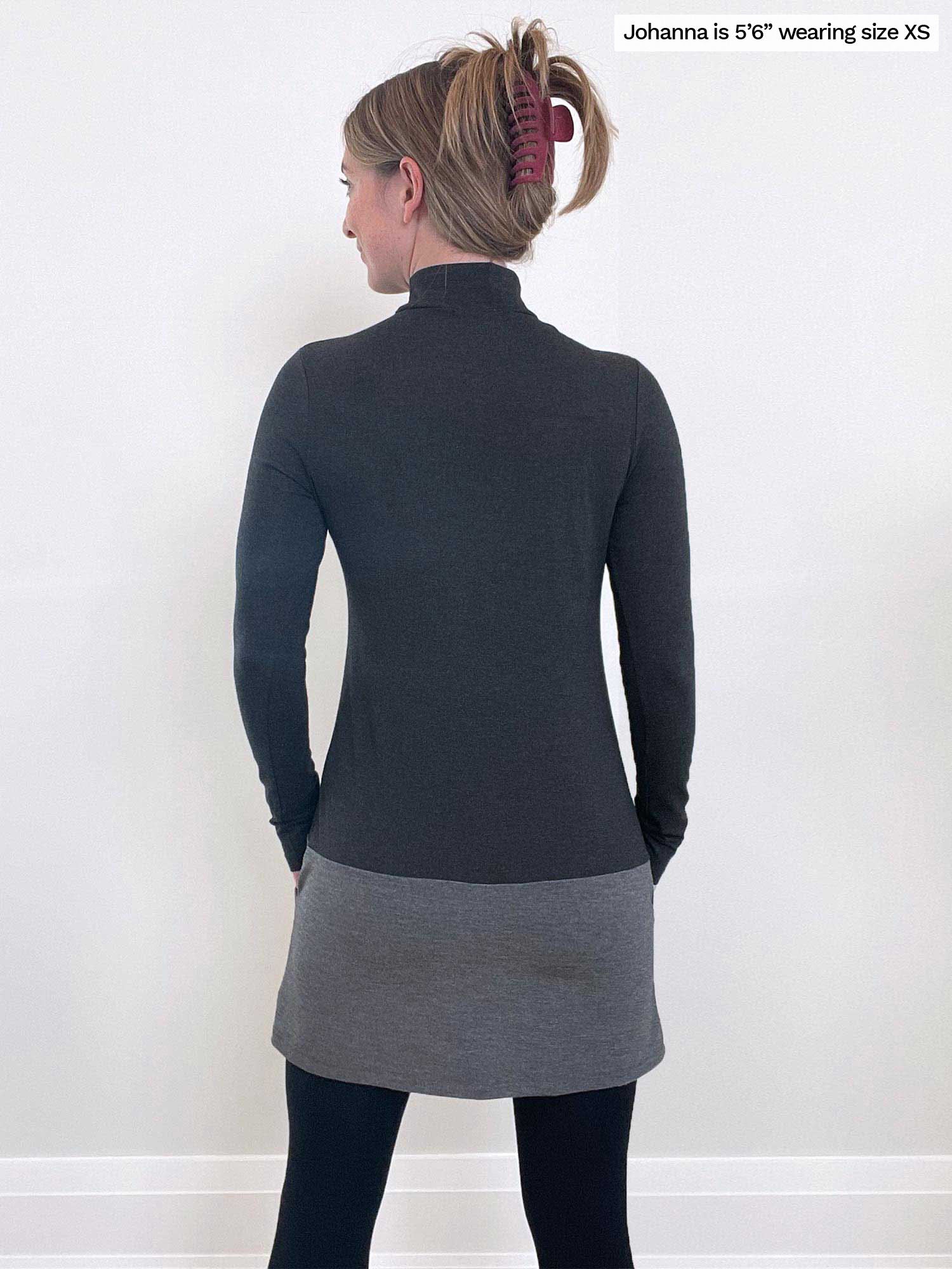 Bowknot embellished mock hotsell neck pocket dress
