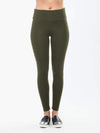 A close up image of Miik's Lisa2 colourful high waisted legging in sage melange 